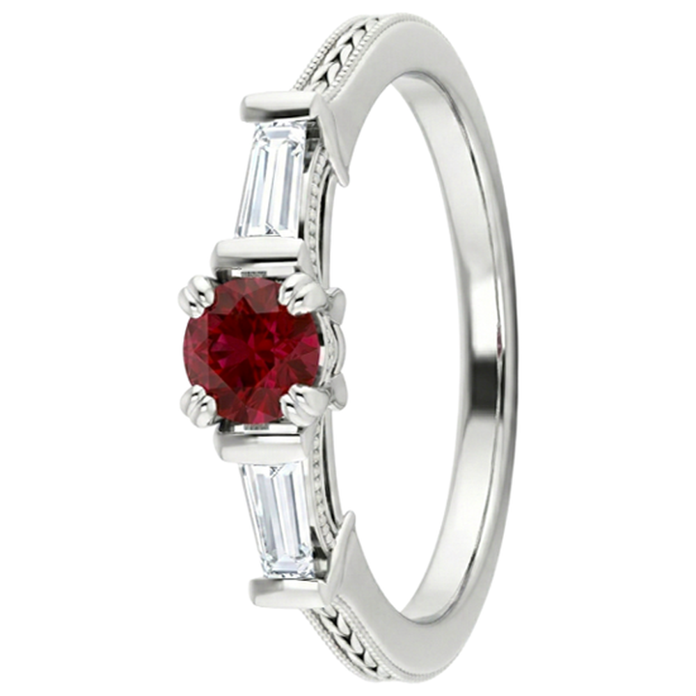 echter baguette rubin 2Karat ring Draufsicht