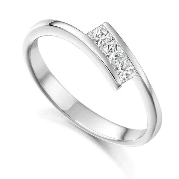 3-Stein-Echt Diamantring Für Die Rechte Hand
