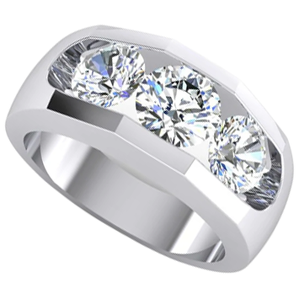 3 Stein Echte Diamant Herren Ring Gold 2,50 Karat