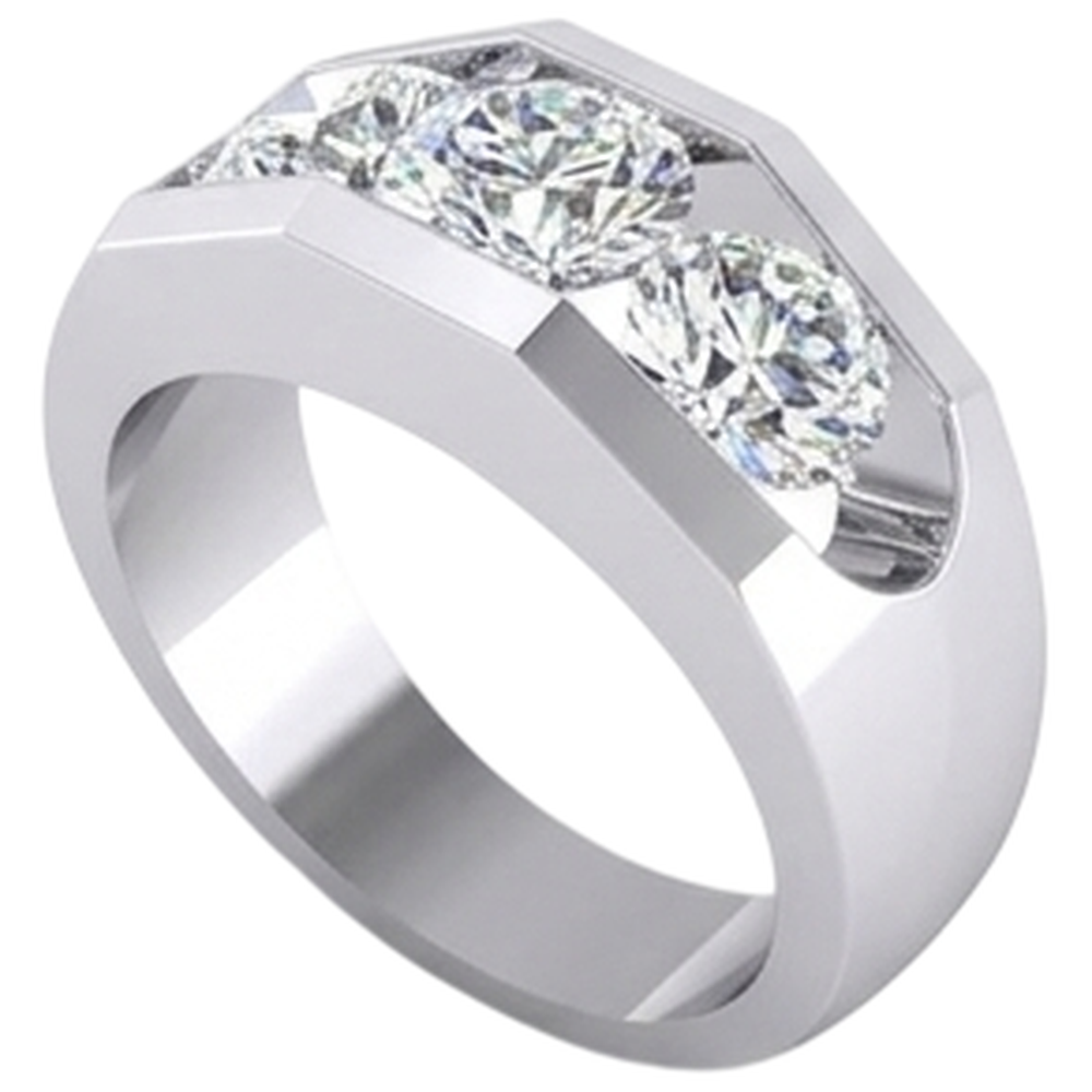 3 Stein Echte Diamant Herren Ring Gold 2,50 Karat