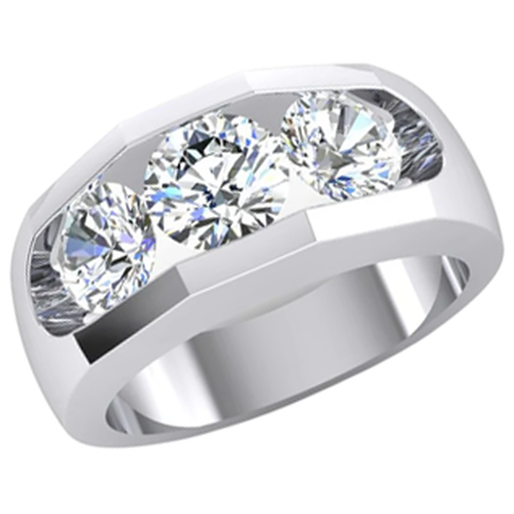 3 Stein Echte Diamant Herren Ring Gold 2,50 Karat