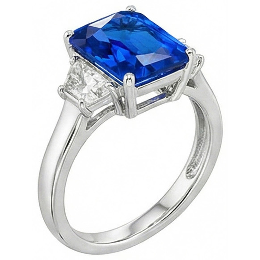 3 Stein Trapezoid Natürlicher Diamant ( nicht im Labor gezüchtet ) & Strahlend Schliff Srilanka Saphir 4 Karat