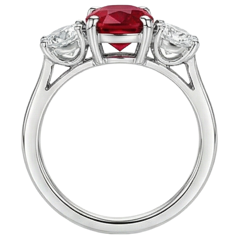 echter round rubin 4.50Karat ring Draufsicht