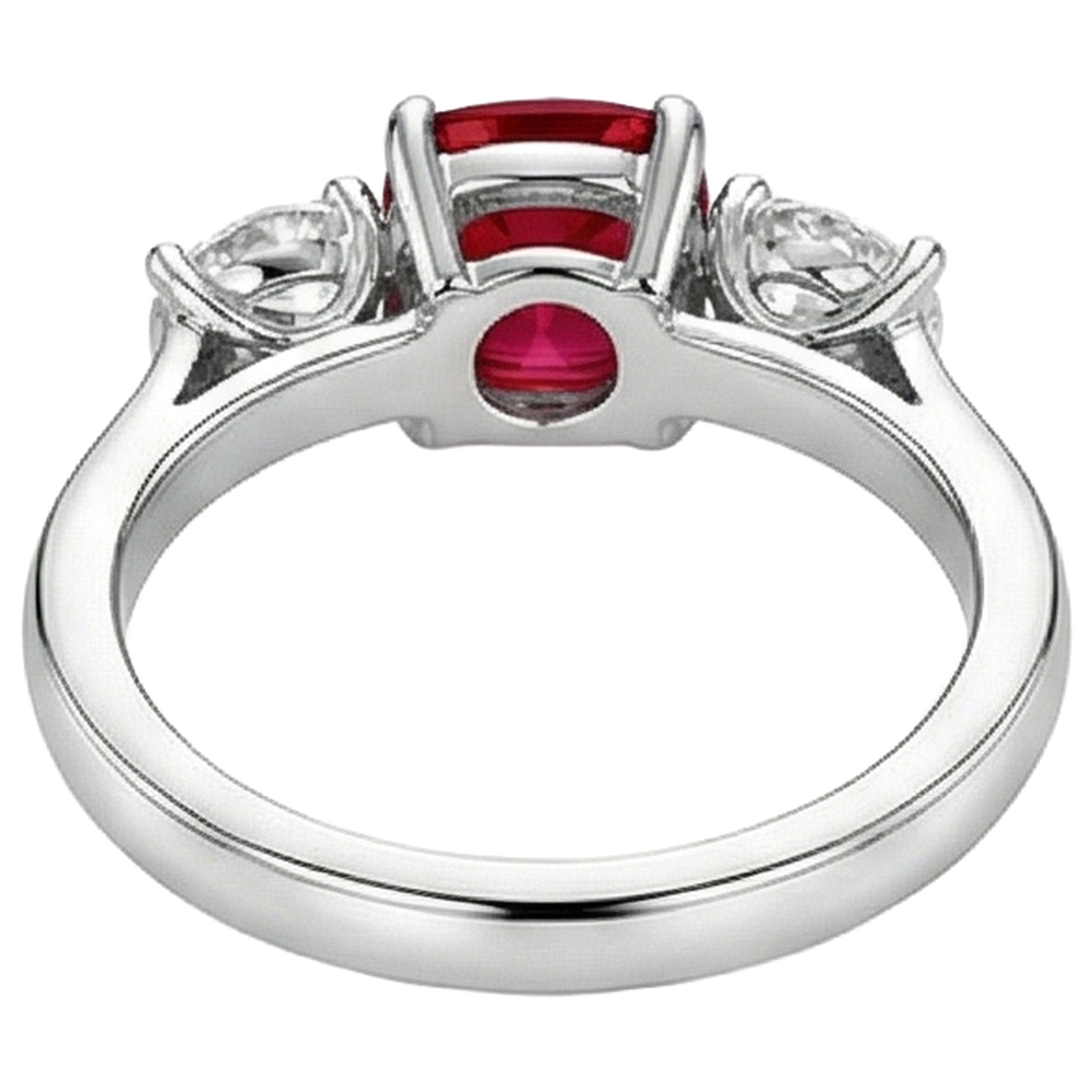 echter round rubin 4.50Karat ring Profilansicht
