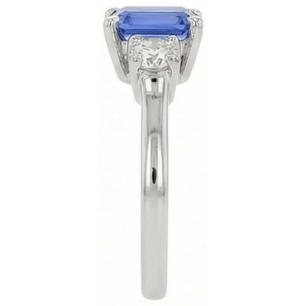 3 Steine Blauer Saphir Smaragd & Runder Natürlicher Diamant ( nicht im Labor gezüchtet ) Ring 2,50 Karat