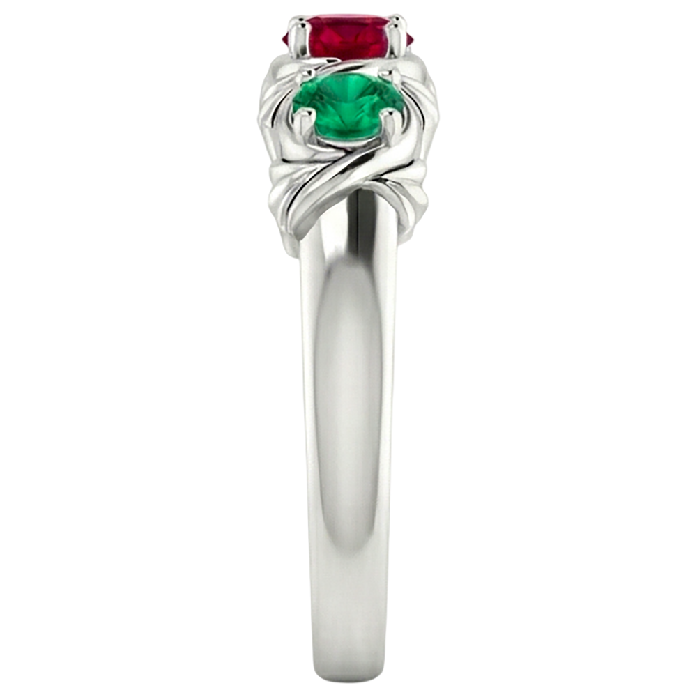 3 Steine Ring 0,60 Karat Antik-Stil Rubin Smaragd