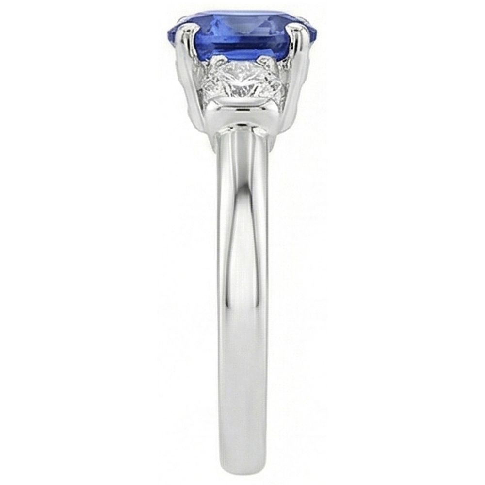3 Steine Ring Oval und Rundschliff Ceylon Saphir & Diamant 5 Karat Neu