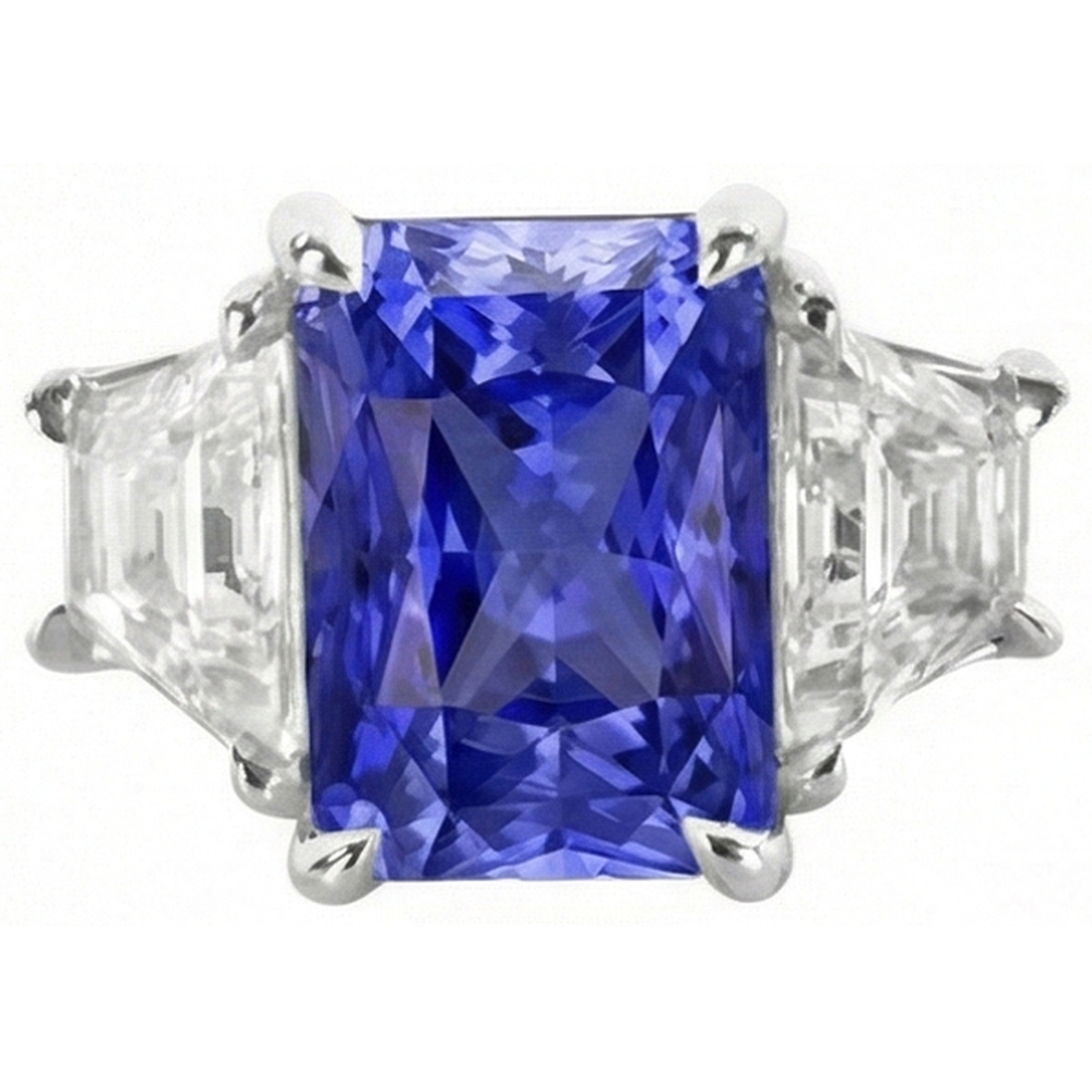 echter radiant diamant 3.50Karat ring Seitenansicht