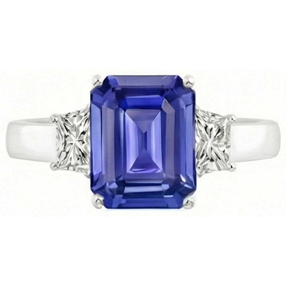 3 Steine Smaragd Saphir Ring & Strahlender Natürlicher Diamant ( nicht im Labor gezüchtet ) Schmuck 2,75 Karat