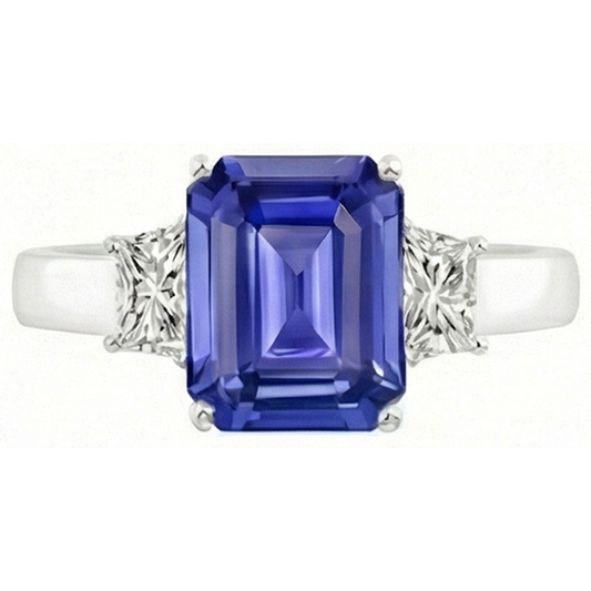 3 Steine Smaragd Saphir Ring & Strahlender Natürlicher Diamant ( nicht im Labor gezüchtet ) Schmuck 2,75 Karat