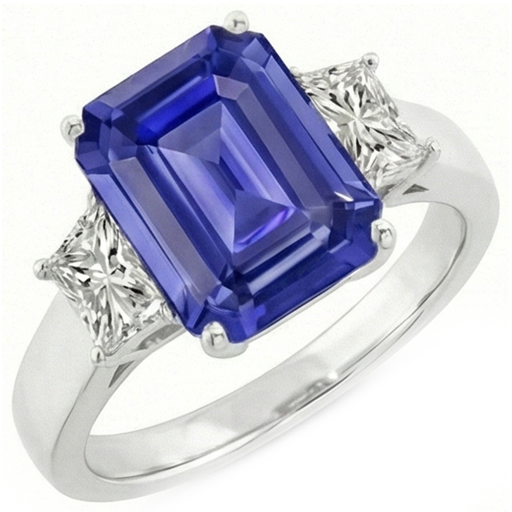 3 Steine Smaragd Saphir Ring & Strahlender Natürlicher Diamant ( nicht im Labor gezüchtet ) Schmuck 2,75 Karat