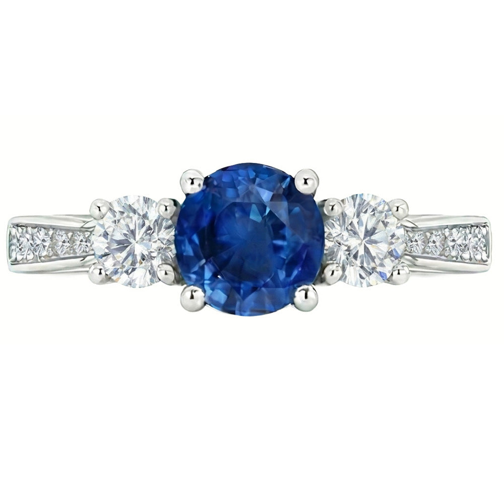 echter round saphir 3.80Karat ring Draufsicht