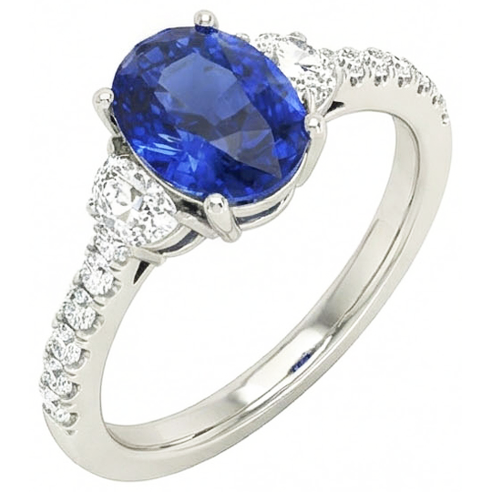 echter oval diamant 6.75Karat ring Seitenansicht