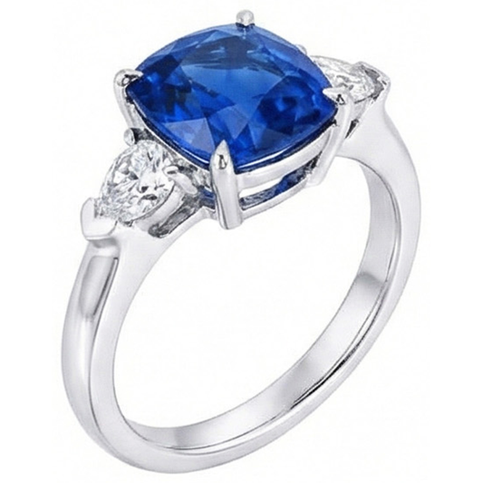 echter cushion diamant 3.25Karat ring Vorderansicht