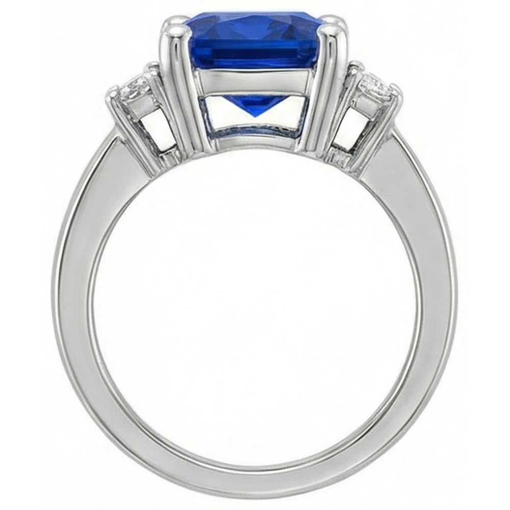 3 Steingold Strahlender Saphir Ring Gerade Baguette Natürlicher Diamant ( nicht im Labor gezüchtet )en 4 Karat
