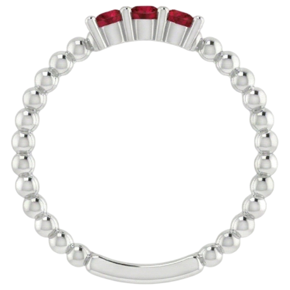 3 Steinring rund burmesische Rubine 0,75 Karat Perlenschmuck Neu