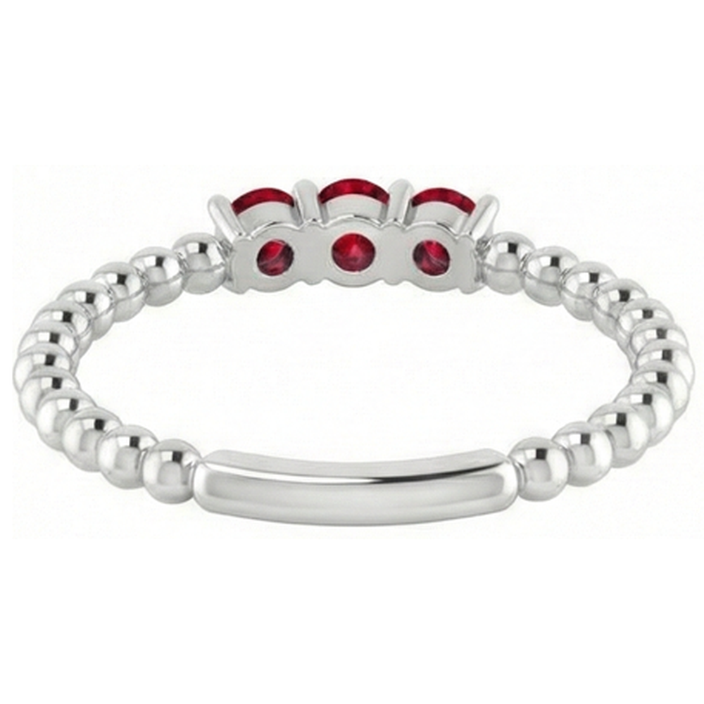 3 Steinring rund burmesische Rubine 0,75 Karat Perlenschmuck Neu