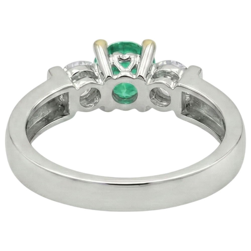 Kolumbianischer Smaragd Farbstein-Ring 1,50-Karat Zweifarbiges 14K Gold – Draufsicht