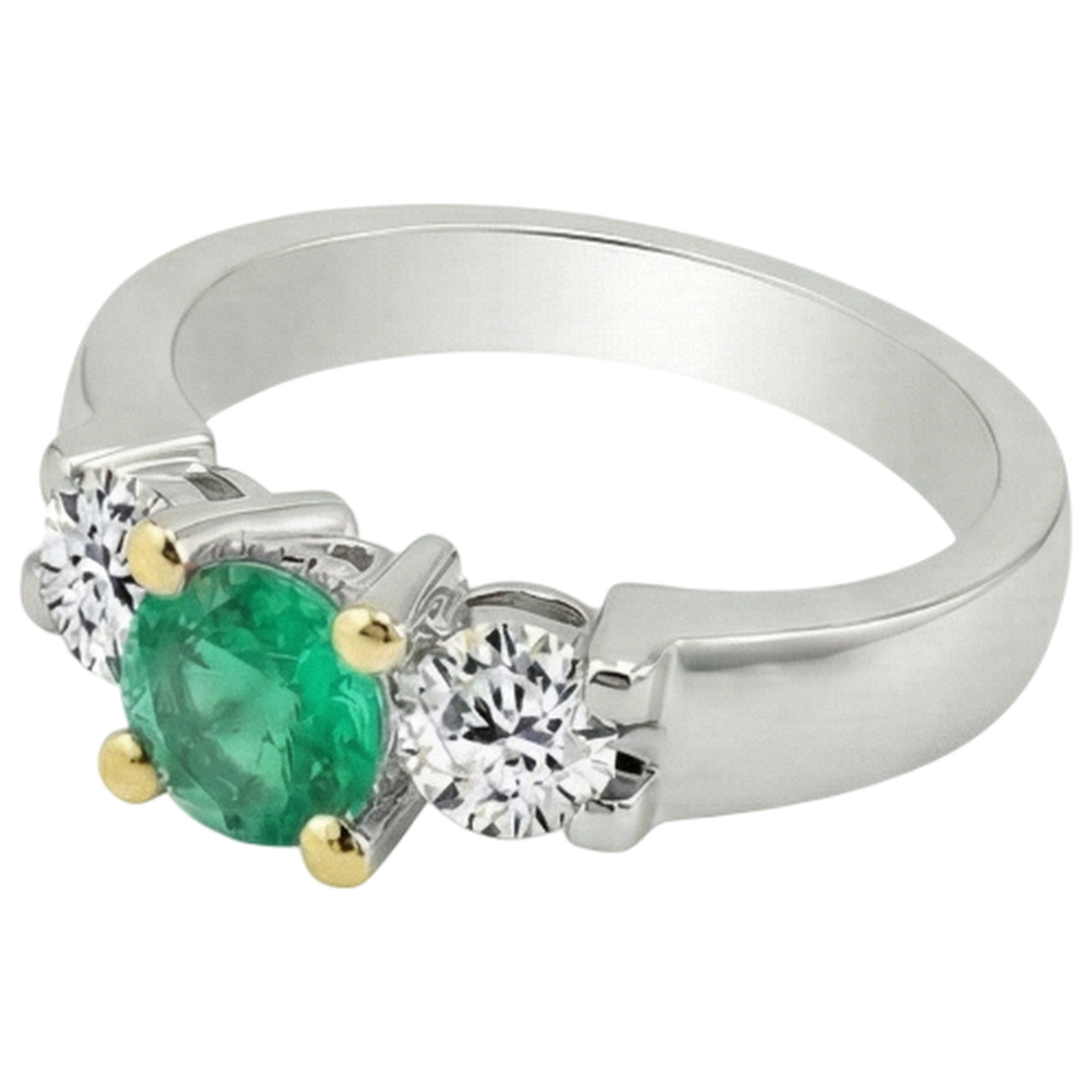 Farbstein-Ring Zweifarbiges 14K Gold mit Kolumbianischer Smaragd – Schrägansicht