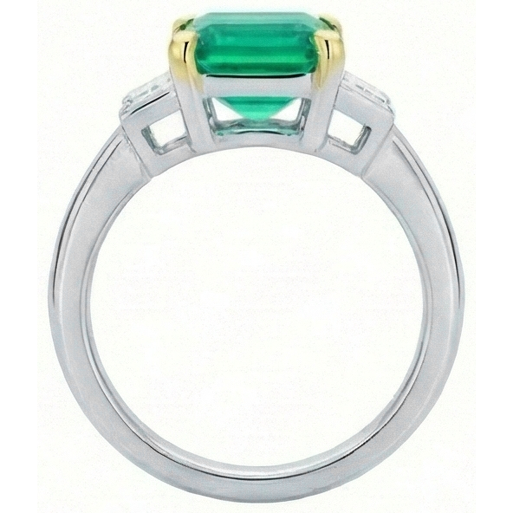 Farbstein-Ring Zweifarbiges 14K Gold mit Kolumbianischer Smaragd – Draufsicht