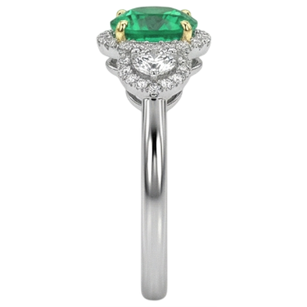 Brillantschliff Edler Smaragd Ring in 14 Karat Zweifarbig Gold – Profilansicht