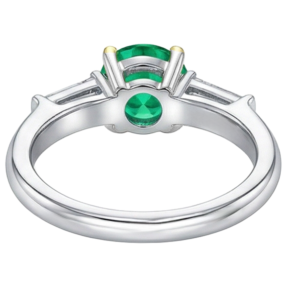 Kolumbianischer Smaragd Schmuckstein-Ring 2-Karat Zweifarbiges 14K Gold – Draufsicht