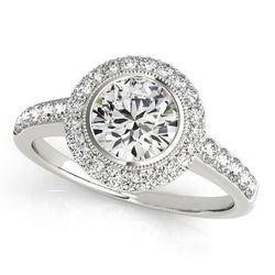 3.10 Karat Echt Diamant Halo Ring Gold Weiß 14K