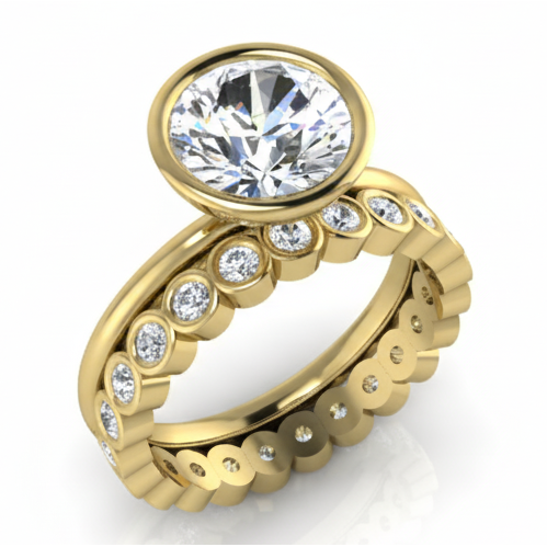 Diamant Antragsring 3,25-Karat 14K Gelbgold – Frontansicht