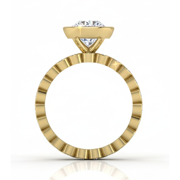 Diamant Antragsring 3,25-Karat 14K Gelbgold – Schrägansicht