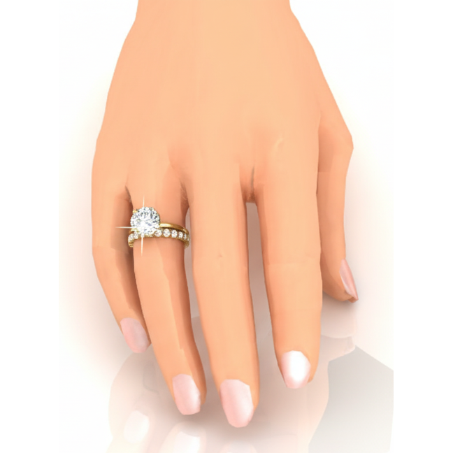 Antragsring 14K Gelbgold mit Diamant – Profilansicht