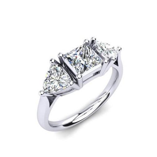 3.50 Ct 3 Steine Prinzessin Ring Mit Natürliche Diamanten Im Trillion-Schliff Weißgold