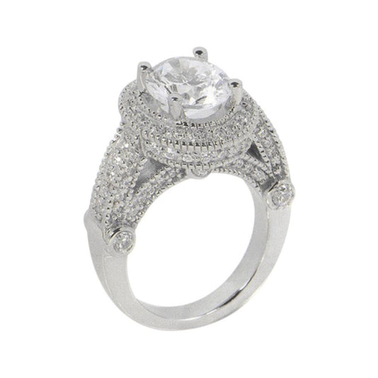 3.50 Karat Natürliche Diamant-Verlobungsring Luxuriöses Antikes Weißgold 14K