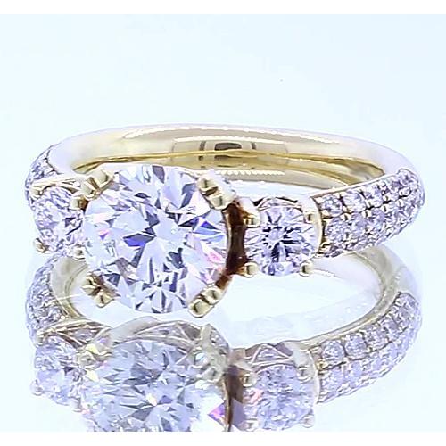 3.50 Karat Natürliche Diamant Runder Verlobungsring Gelbgold 14K