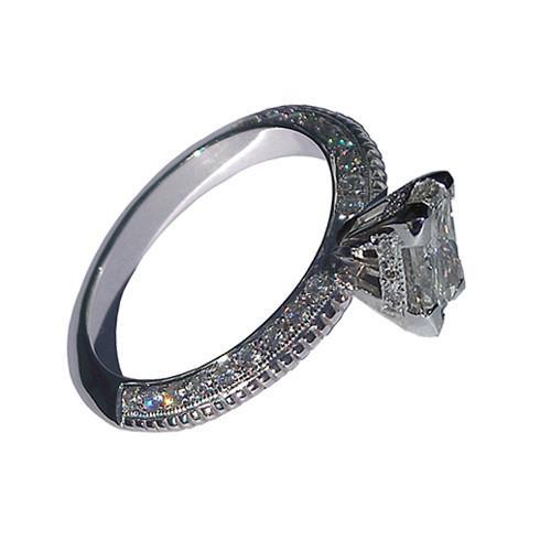 3.50 Karat Prinzessin Echt Diamant-Verlobungsring Micro Pave