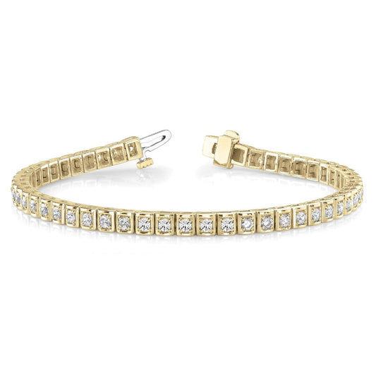 3.50 Karat Rund Natürliche Diamant Tennisarmband Gelbgold 14K