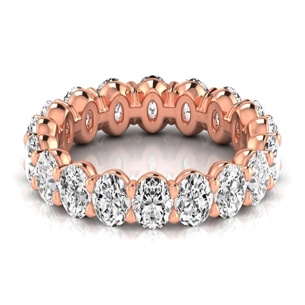 Diamant Oval-Schliff Eternity Band in 14K Roségold – Frontansicht