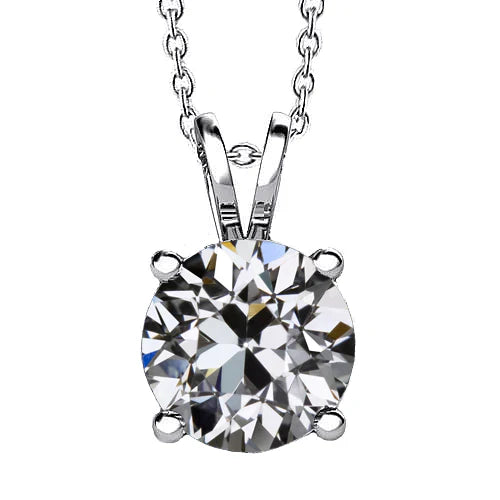Diamant Antik-Kissen-Schliff Anhänger-Halskette in 14K Weißgold – Hauptansicht