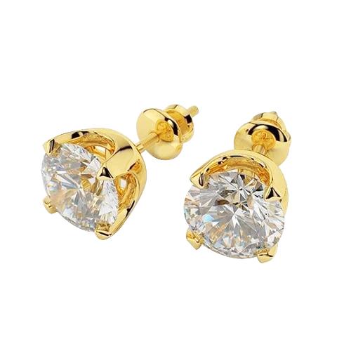 3 Carats Natürliche Diamanten Studs Earrings Yellow Gold 14K