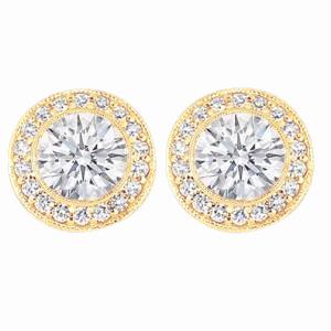 3 Ct. Runder Natürliche Diamant Halo Ohrstecker Gold Gelb Neu