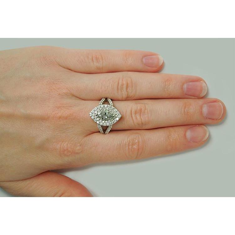 3 Karat Doppelter Halo Marquise Echt Diamant-Verlobungsring Mit Geteiltem Schaft