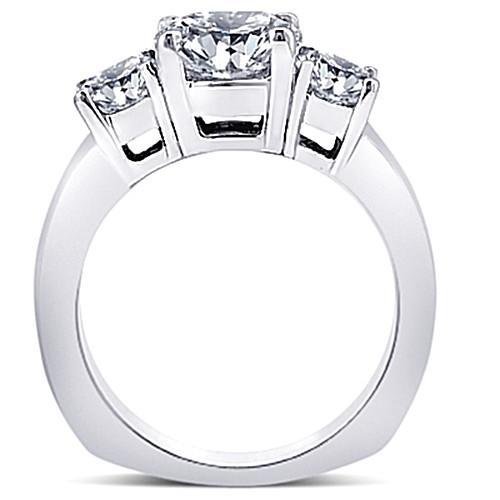 3 Karat Echt Diamant Drei-Steine-Jubiläums-Verlobungsring Weißgold