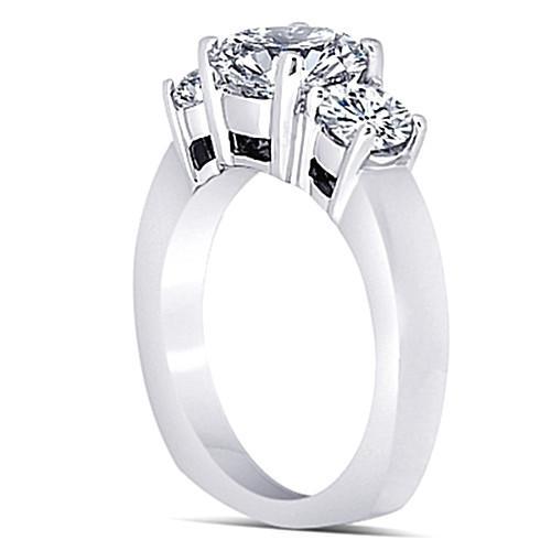 3 Karat Echt Diamant Drei-Steine-Jubiläums-Verlobungsring Weißgold