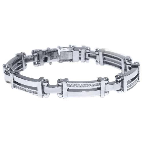 3 Karat Herren Natürliche Diamantarmband Schöner Weißgoldschmuck