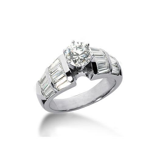 3 Karat Natürliche Diamant-Solitärring Mit Akzenten Weißgold