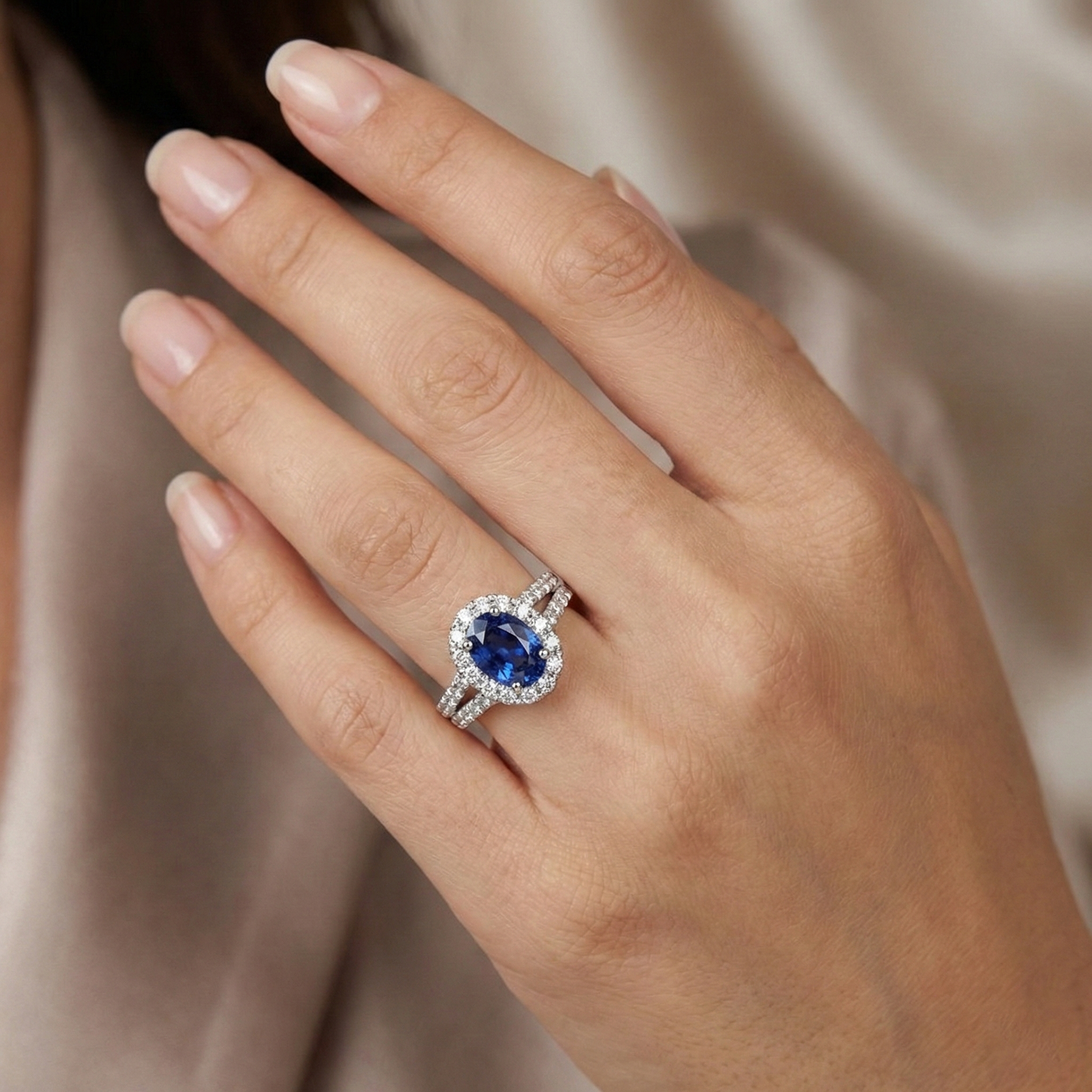 echter oval diamant 3Karat ring Profilansicht