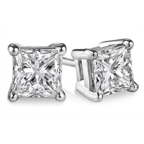 3 Karat Princess Cut Krappenset Echt Diamant Ohrstecker 14K Weißgold