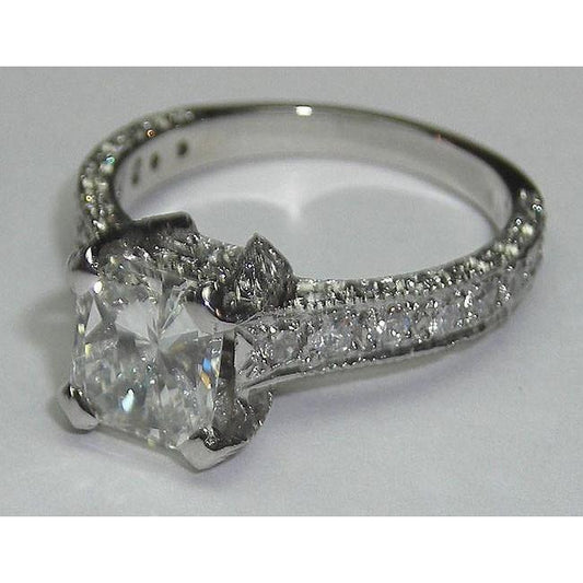 3 Karat Prinzessinnenschnitt Pave Fancy Echt DiamantSolitaire Ring Mit Akzenten