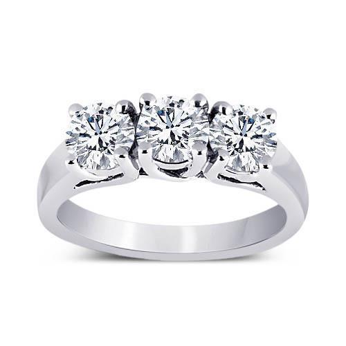 3 Karat Runder Echt Diamanten Hochzeitstag Ring 3 Steinschmuck
