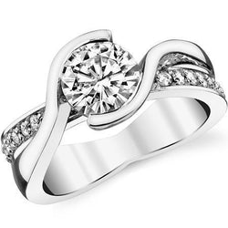 3 Karat Rundschliff Funkelnde Natürliche Diamanten Verlobungsring Twisted Shank Neu
