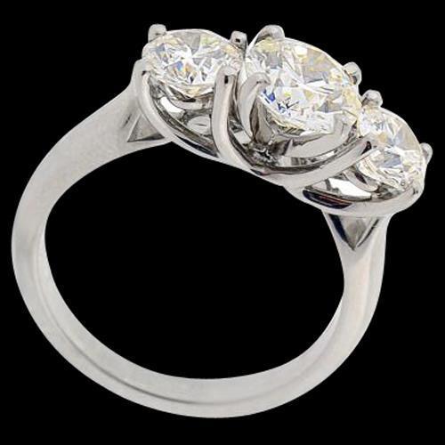 3 Kt Weißgold Natürliche Diamant-Verlobungsring Drei Steine Schmuck Neu